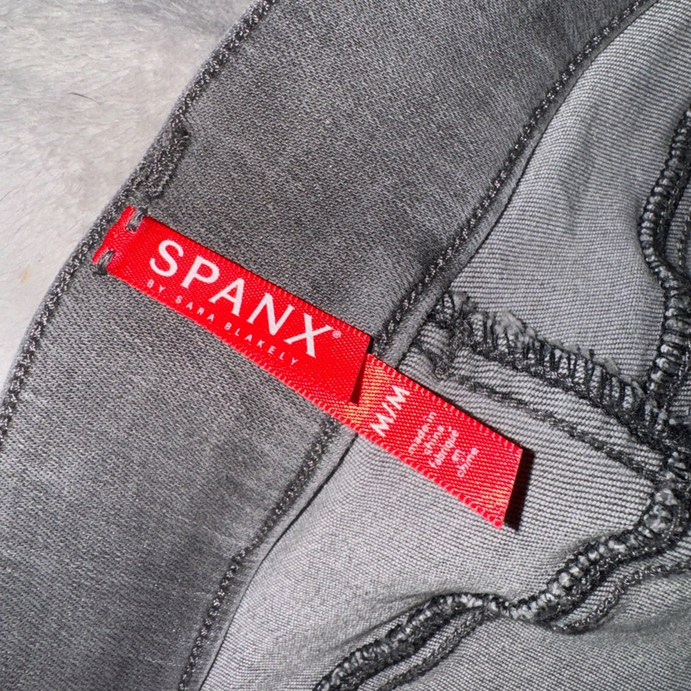 SPANX Light Grey Raw Hem Distressed Skinny Pant - Picture 7 of 7